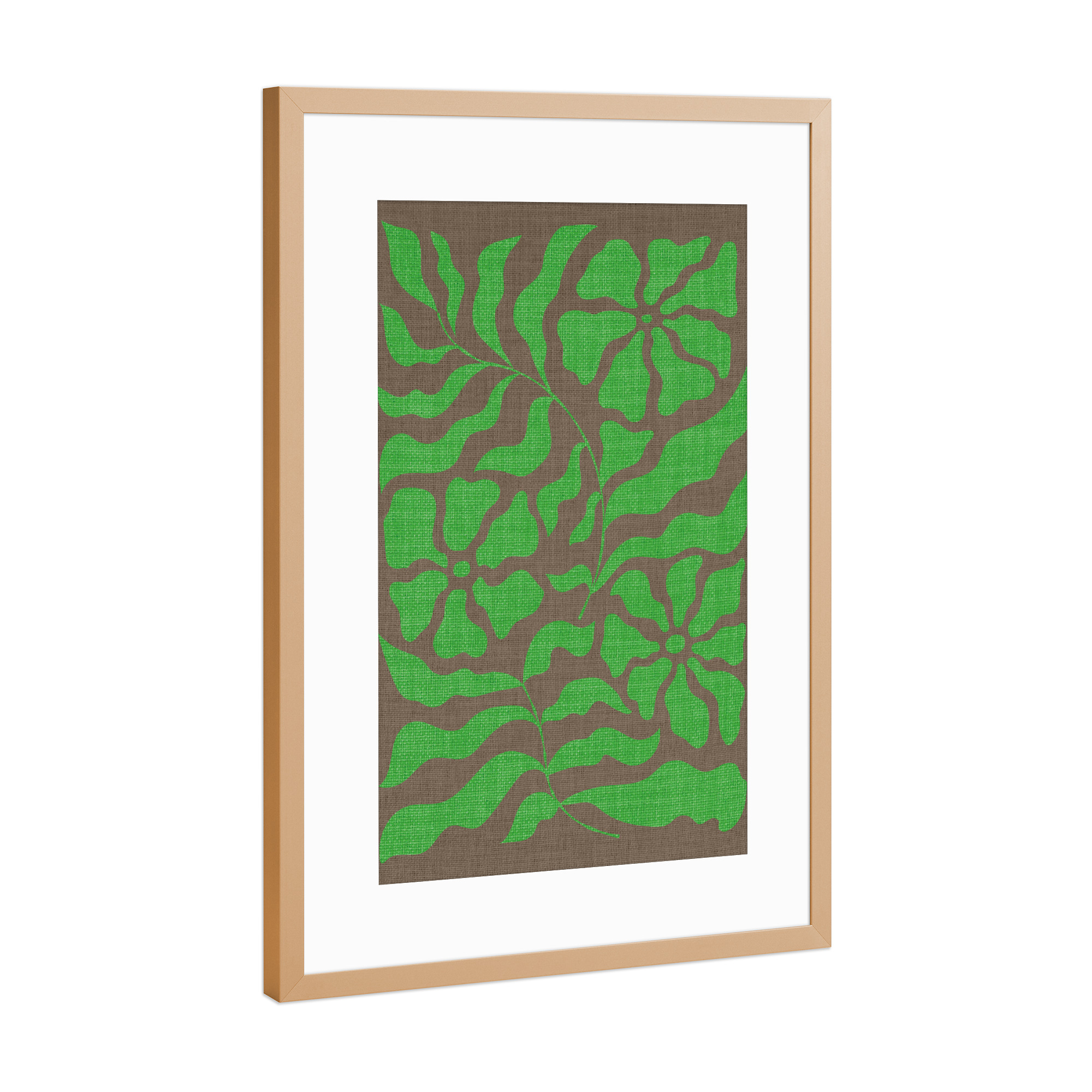 Poster mit Rahmen Kupfer "Green linen - Flowers" artboxONE - Abstrakt - Japandi,Modern,Art,Ibiza,Kunstdruck,Geschenk,Einrichtung,Abstrakt,Kunst
