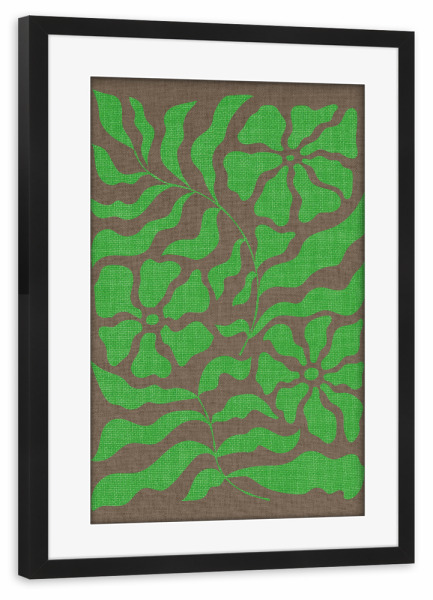 Poster mit Rahmen schwarz "Green linen - Flowers" artboxONE - Abstrakt - Japandi,Modern,Art,Ibiza,Kunstdruck,Geschenk,Einrichtung,Abstrakt,Kunst