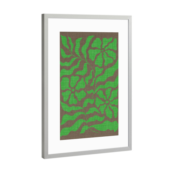 Poster mit Rahmen Silber "Green linen - Flowers" artboxONE - Abstrakt - Japandi,Modern,Art,Ibiza,Kunstdruck,Geschenk,Einrichtung,Abstrakt,Kunst