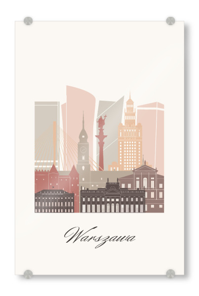Acrylglasbild "Warschauer Skyline in Terrakotta" artboxONE - Städte,Reise,Architektur,Kartografie