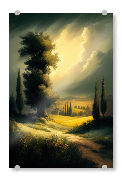 Acrylglasbild "Toskana-Malerei" artboxONE - Reise / Asien - Kunst,Schöne,Leinwand,Wolken,Hügel,Italien,Landschaft,Natur,Farbe,Malerei,Baum,Toskana