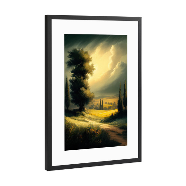 Poster mit Rahmen Schwarz (Metallic) "Toskana-Malerei" artboxONE - Reise / Asien