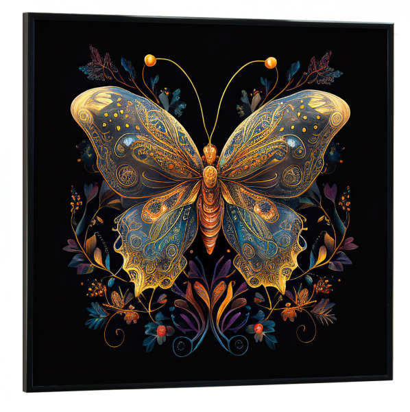 Poster mit schwarzem Rahmen 30x30 cm "Ornament-Schmetterlings-Malerei" artboxONE - Tiere,Abstrakt