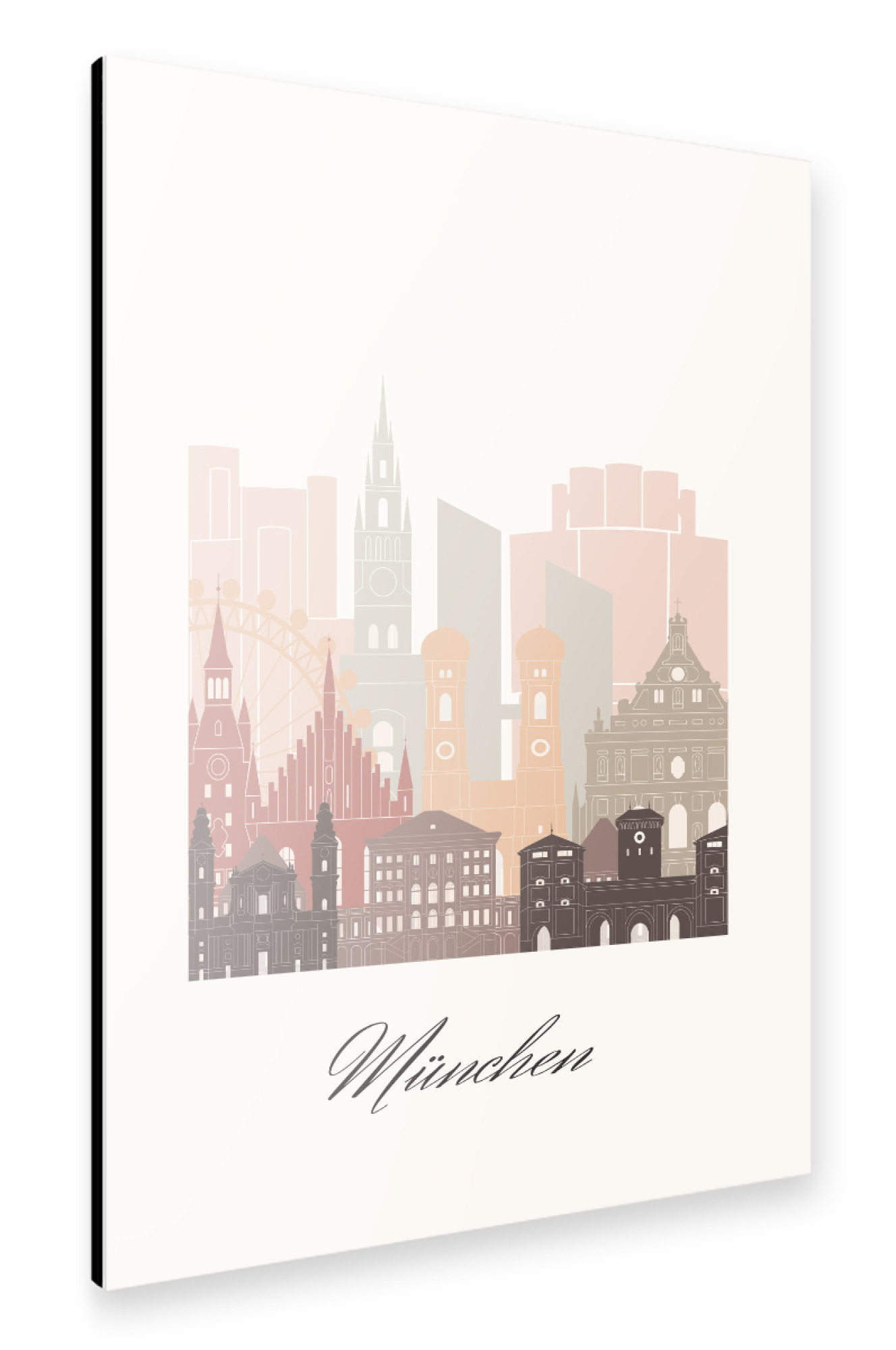 Alu-Dibond "Münchner Skyline in Terrakotta" 75x50 cm artboxONE