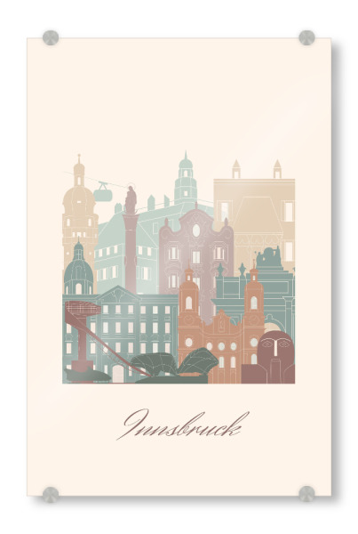 Acrylglasbild "Innsbrucker Skyline in Salbeigrün" artboxONE - Städte,Reise,Architektur,Kartografie