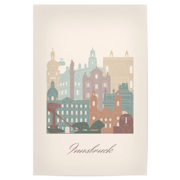 Poster 30x20 cm "Innsbrucker Skyline in Salbeigrün" artboxONE - Städte,Reise,Architektur,Kartografie