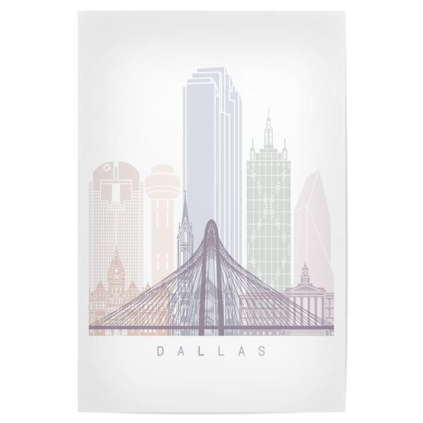 Poster 30x20 cm "DALLAS-SKYLINE-PASTELL" artboxONE - Städte,Architektur