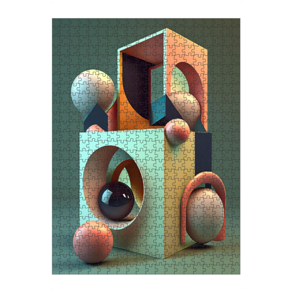 Puzzle Ravensburger "Grüner abstrakter Geometrieturm" artboxONE - Abstrakt,Geometrie