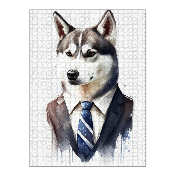 Puzzle Ravensburger "Husky mit Anzug und Krawatte" artboxONE - Tiere,Lustig