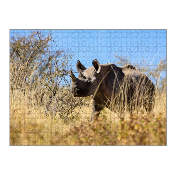 Puzzle Ravensburger "Nashorn in der Savanne von Namibia" artboxONE - Tiere,Reise / Afrika