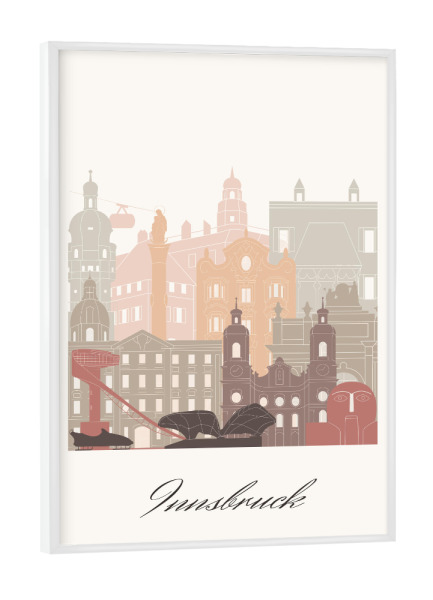 Poster mit weißem Rahmen "Innsbrucker Skyline in Terrakotta" artboxONE - Städte,Reise,Architektur,Kartografie