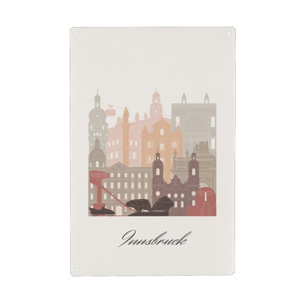 Metall Poster "Innsbrucker Skyline in Terrakotta" artboxONE - Städte,Reise,Architektur,Kartografie