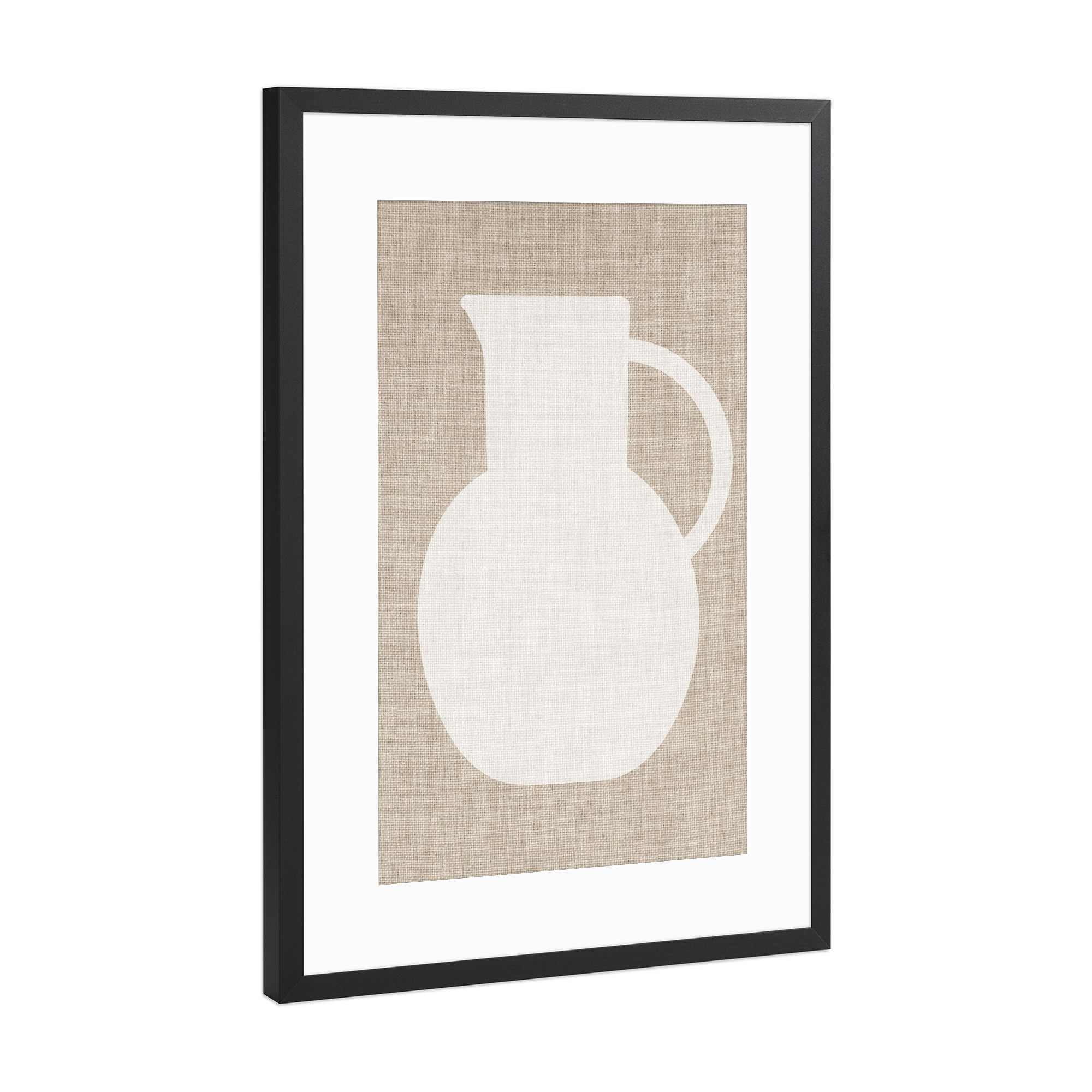 Poster mit Rahmen Schwarz (Metallic) "Linen vase white LUK" artboxONE - Abstrakt