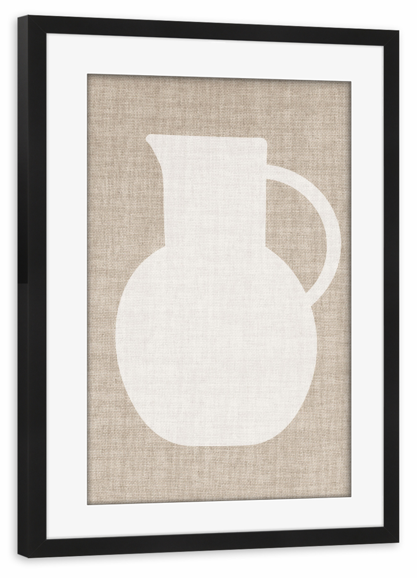Poster mit Rahmen schwarz "Linen vase white LUK" artboxONE - Abstrakt - Japandi,Modern,Art,Wabisabi,Ibiza,Kunstdruck,Vacation,Geschenk,Einrichtung