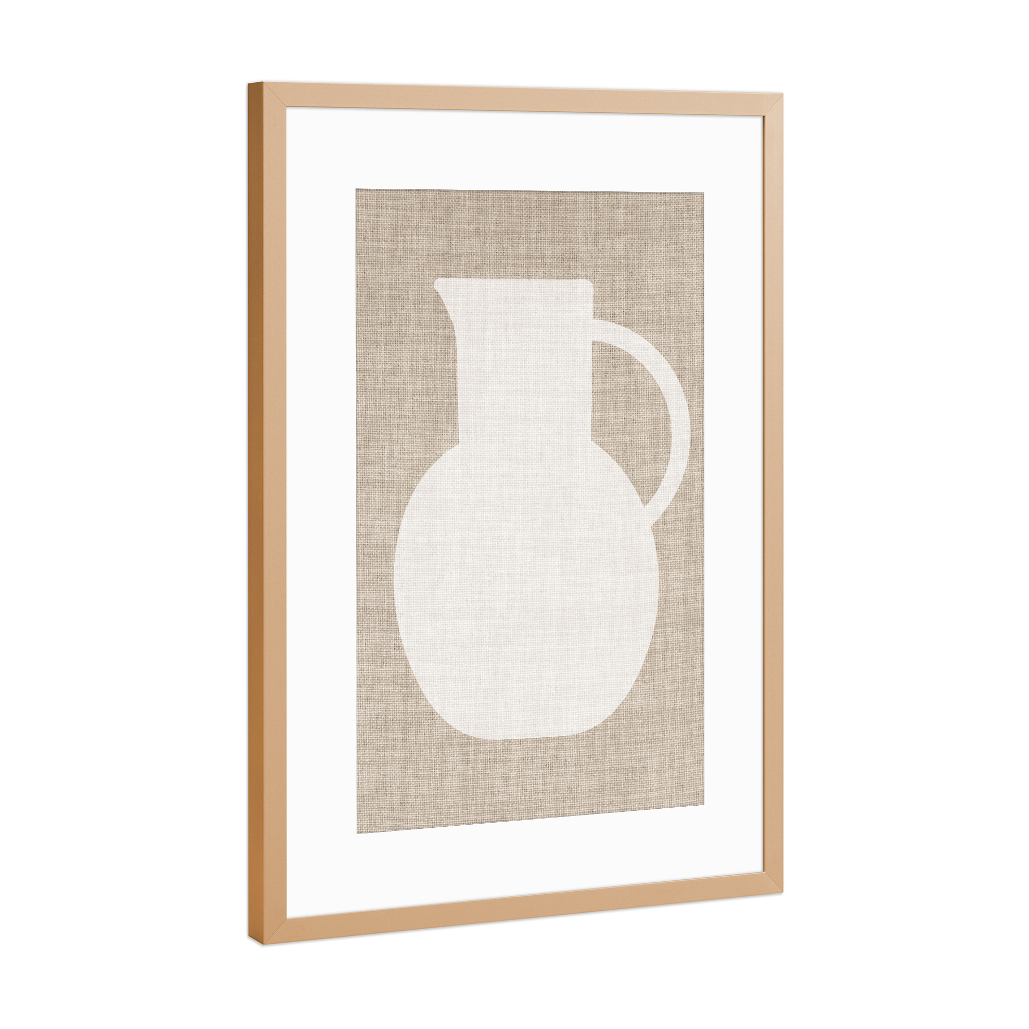Poster mit Rahmen Kupfer "Linen vase white LUK" artboxONE - Abstrakt - Japandi,Modern,Art,Wabisabi,Ibiza,Kunstdruck,Vacation,Geschenk,Einrichtung