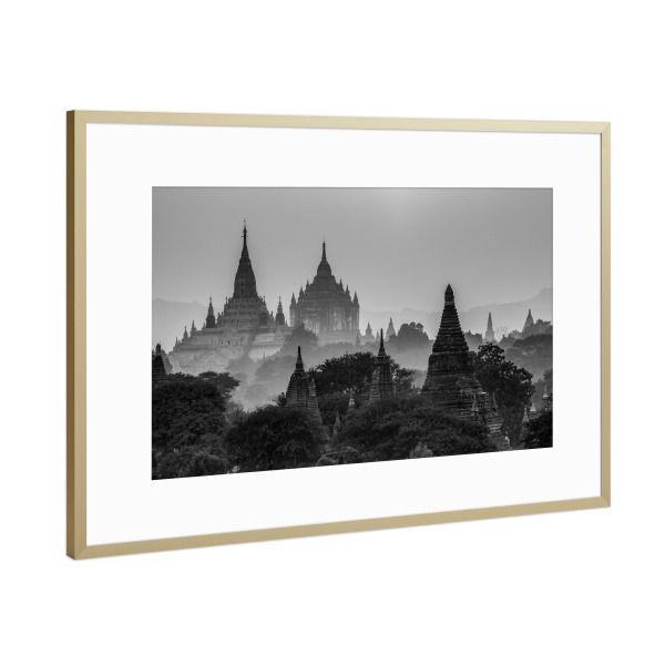 Poster mit Rahmen Gold "Bagans Tempel" artboxONE - Architektur,Reise / Asien