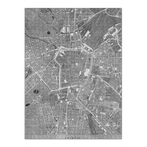 Puzzle Ravensburger "Graue Karte von Leipzig" artboxONE - Städte,Kartografie - Leipzig,Karte,Deutschland,Jahrgang,Grau,Schwarz und weiß