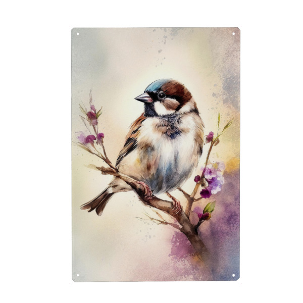 Metall Poster "Haussperling Aquarell" artboxONE - Floral,Tiere