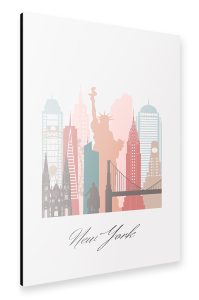 Alu-Dibond "New Yorker Skyline-Pastellstil" 30x20 cm artboxONE