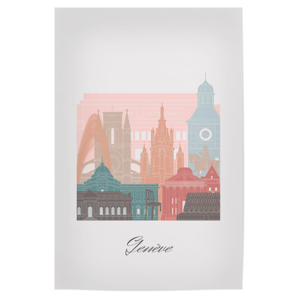 Poster 30x20 cm "Pastellstil der Genfer Skyline" artboxONE - Städte,Reise,Architektur,Kartografie