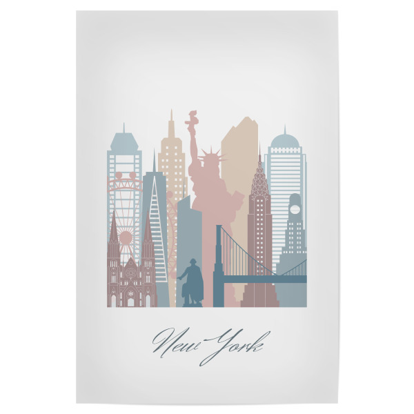 Poster 30x20 cm "Skyline von New York in Erdtönen" artboxONE - Städte,Städte / New York,Reise,Architektur,Kartografie