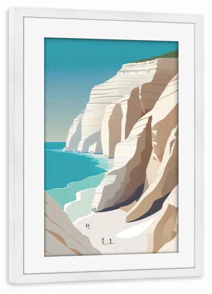 Poster mit Rahmen weiß "Die Scala dei Turchi, Sizilien" artboxONE - Natur,Reise,Reise / Strand und Meer