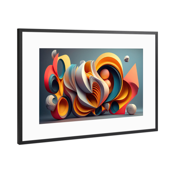 Poster mit Rahmen Schwarz (Metallic) "Abstrakte Strudel auf Grün" artboxONE - Abstrakt,Geometrie