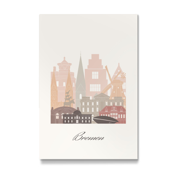 Galerie-Print "Bremer Skyline im Terrakotta-Stil" 30x20 cm artboxONE