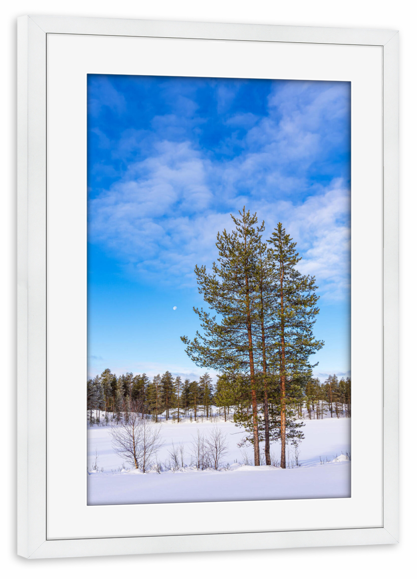 Poster mit Rahmen weiß "Wolken, Schnee, Baum" artboxONE - Natur,Reise,Reise / Länder