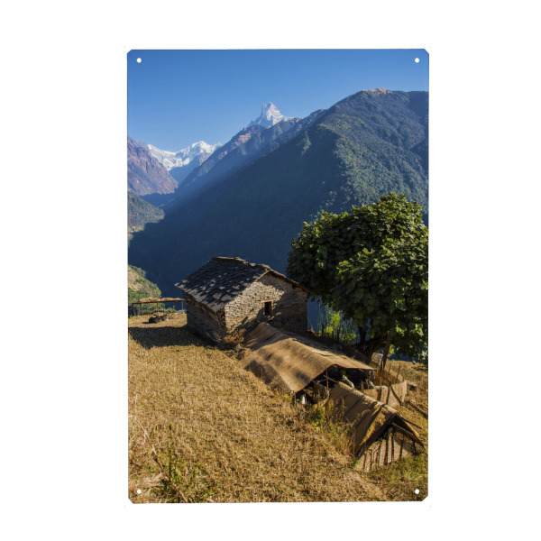 Metall Poster "Himalaya-Farm" artboxONE - Reise,Reise / Asien,Für Mama,Für Papa