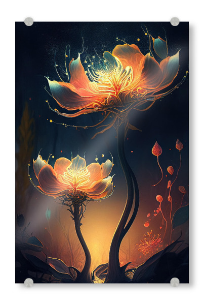 Acrylglasbild "Mystisch leuchtende Blumenmalerei" artboxONE - Abstrakt