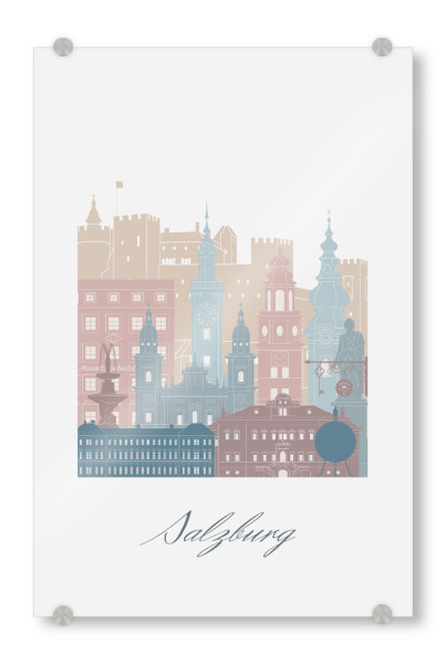 Acrylglasbild "Salzburg Skyline Erdtöne Stil" artboxONE - Städte,Reise,Architektur,Kartografie