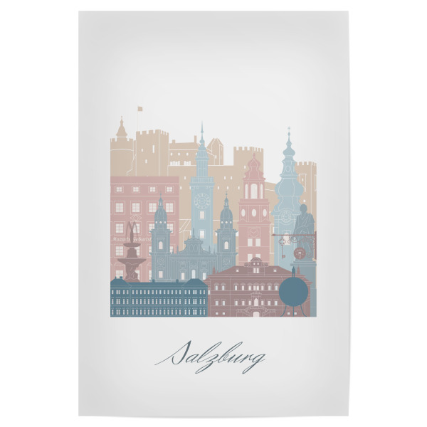 Poster "Salzburg Skyline Erdtöne Stil" artboxONE - Städte,Reise,Architektur,Kartografie