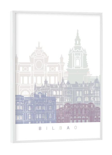 Poster mit weißem Rahmen "BILBAO-SKYLINE-PASTELL" artboxONE - Städte,Architektur