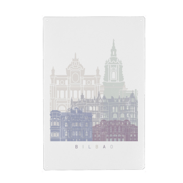 Holzbild "BILBAO-SKYLINE-PASTELL" artboxONE - Städte,Architektur
