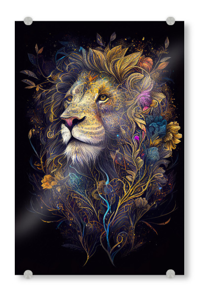 Acrylglasbild "Blumenlöwe" artboxONE - Tiere,Abstrakt