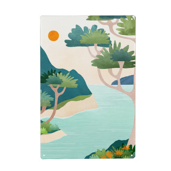 Holzbild "Ein perfekter Moment" artboxONE - Natur,Reise,Reise / Strand und Meer - Landschaft,Berge,Italien,Küste,Sonnenuntergang,Sommer,Malerei