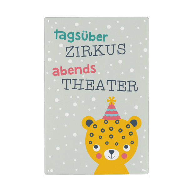 Metall Poster "KIDS art - ZIRKUS, THEATER" artboxONE - Für Kinder,Tiere - Kinderzimmer,Babyzimmer,Junge,Mädchen,Tiere,Wandbilder,Deko,Kinder