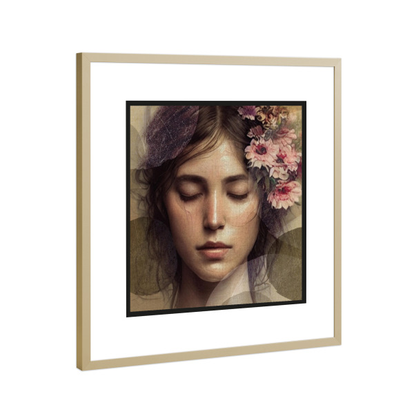 Poster mit Rahmen Gold "LINEN - woman keep thinking" artboxONE - Abstrakt,Menschen