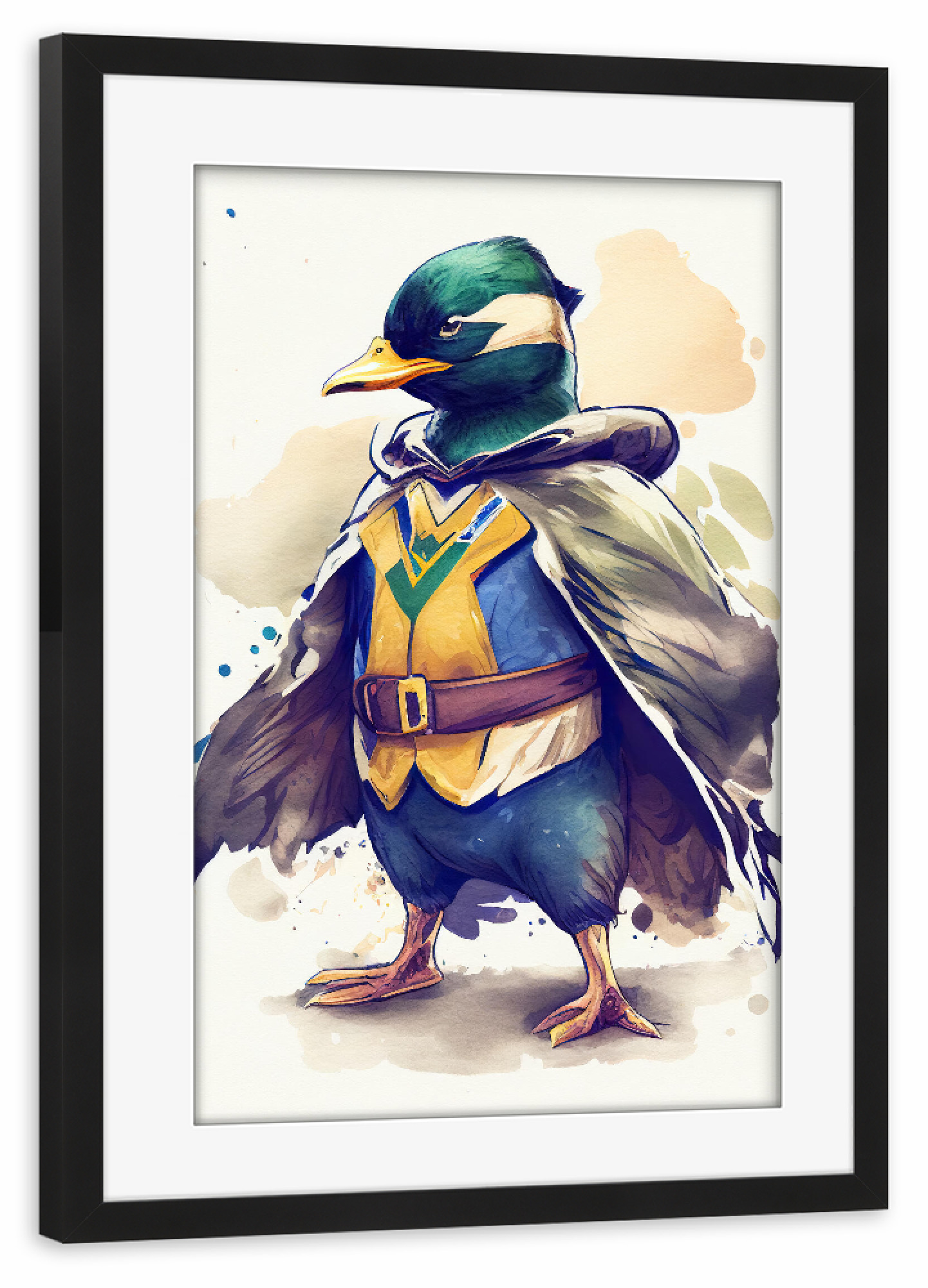 Poster mit Rahmen schwarz "Superhelden-Ente" artboxONE - Tiere,Lustig