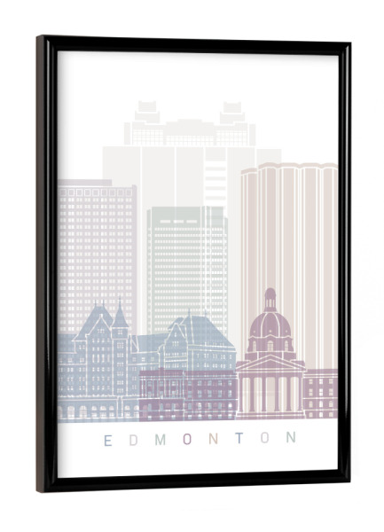 Poster mit schwarzem Rahmen "EDMONTON-SKYLINE-PASTELL" artboxONE - Städte,Architektur