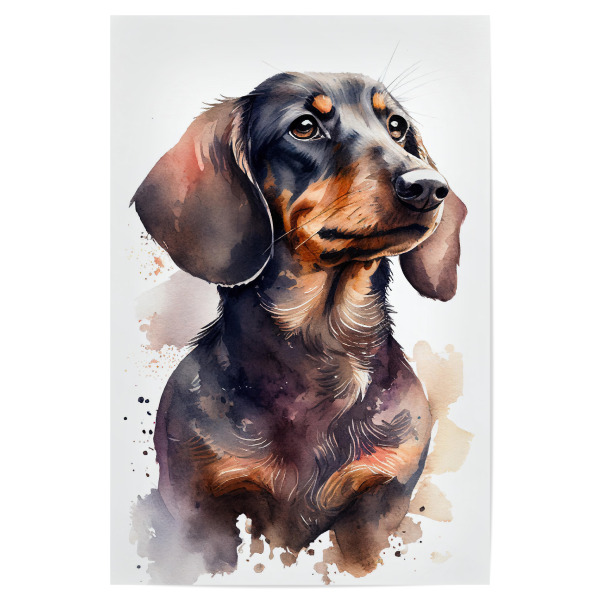 Poster 30x20 cm "Dackel-Porträt-Aquarell" artboxONE - Tiere