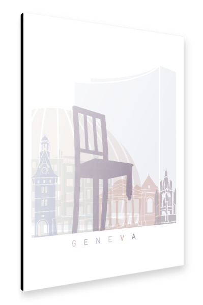 Alu-Dibond "GENF SKYLINE PASTELL-b" 30x20 cm artboxONE