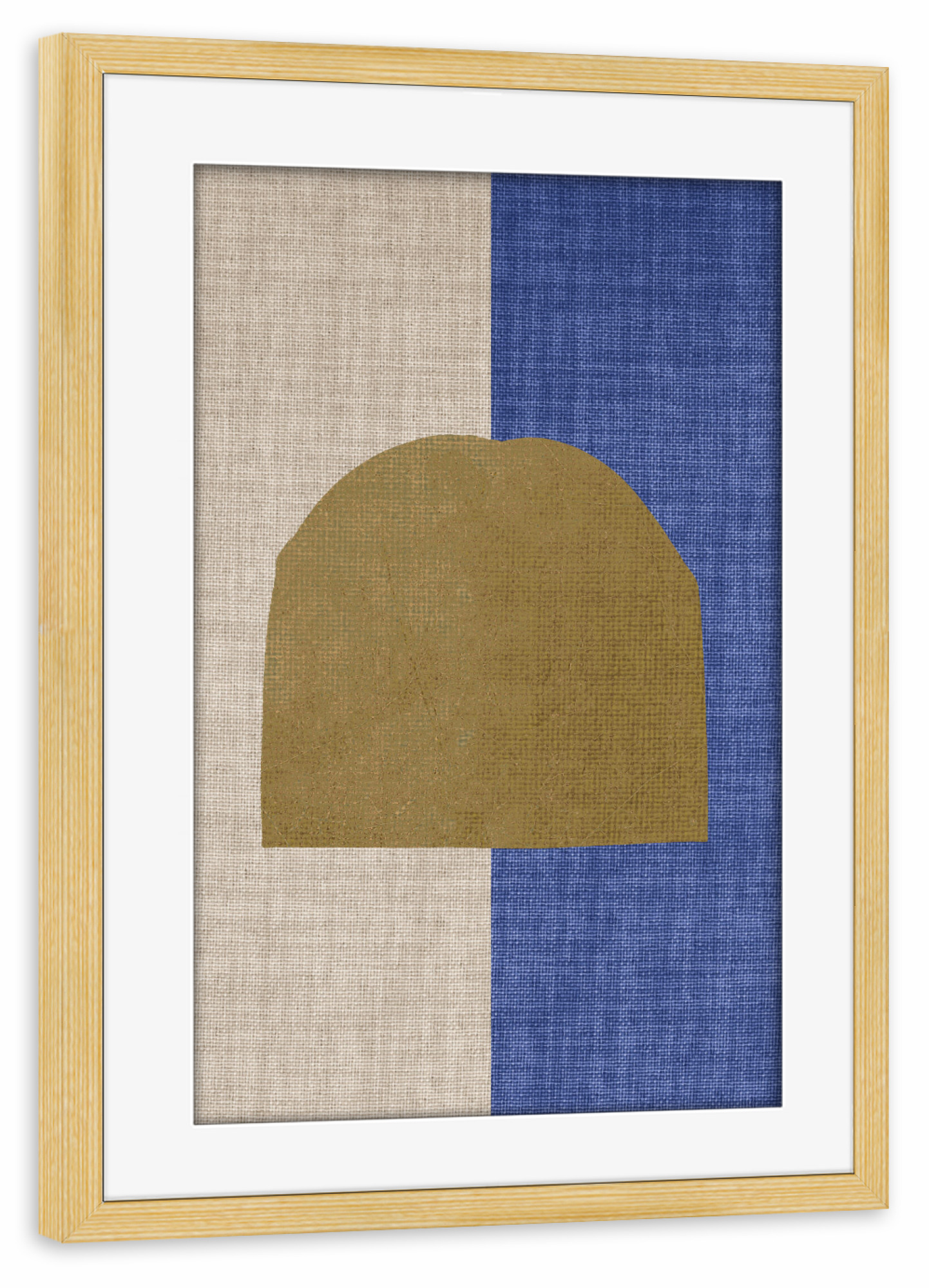 Poster mit Rahmen kiefer "BLUE Linen - stone" artboxONE - Abstrakt - Japandi,Modern,Art,Wabisabi,Ibiza,Kunstdruck,Vacation,Geschenk,Einrichtung