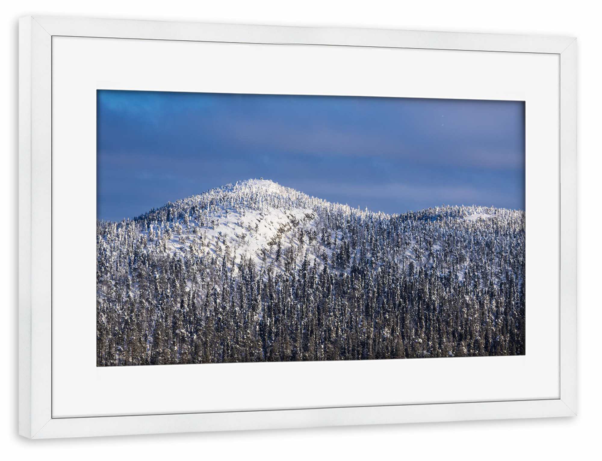 Poster mit Rahmen weiß "Berg, Schnee, Wald" artboxONE - Natur,Reise,Reise / Länder