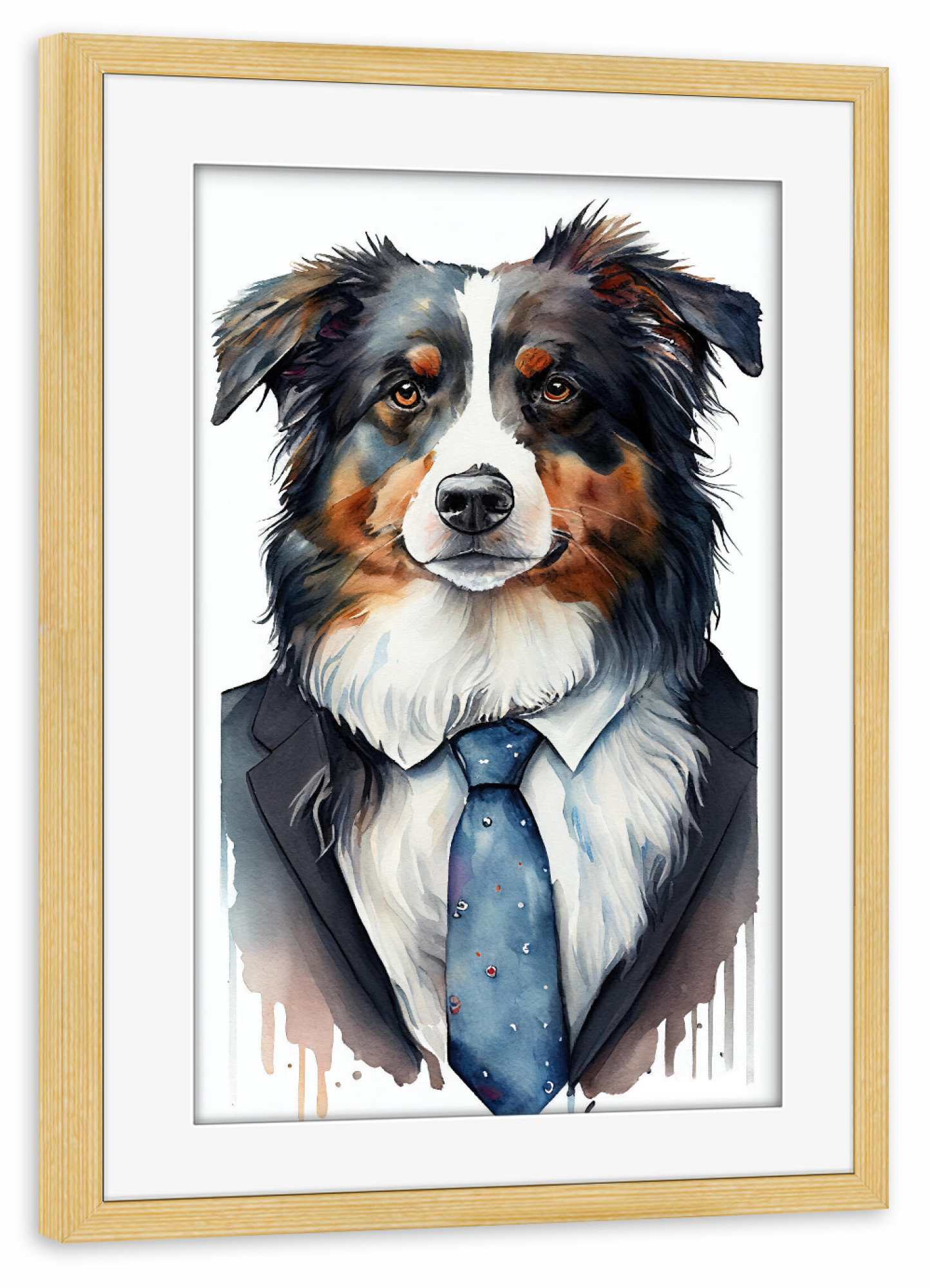 Poster mit Rahmen kiefer "Geschäfts Schäferhund" artboxONE - Tiere,Lustig