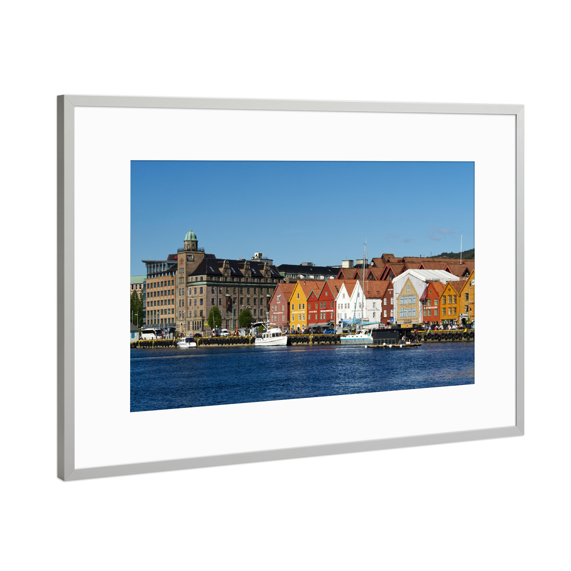 Poster mit Rahmen Silber "Stadtansicht Hanseviertel Bryggen" artboxONE - Reise,Architektur,Reise / Länder,Städte / Weitere