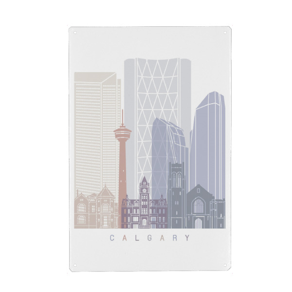 Holzbild "CALGARY-SKYLINE-PASTELL" artboxONE - Städte,Architektur
