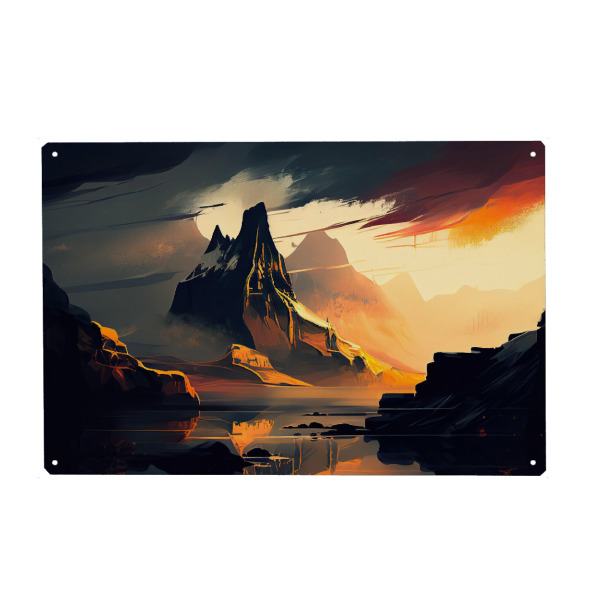 Metall Poster "Dunkles Tal bei Sonnenuntergang" artboxONE - Natur