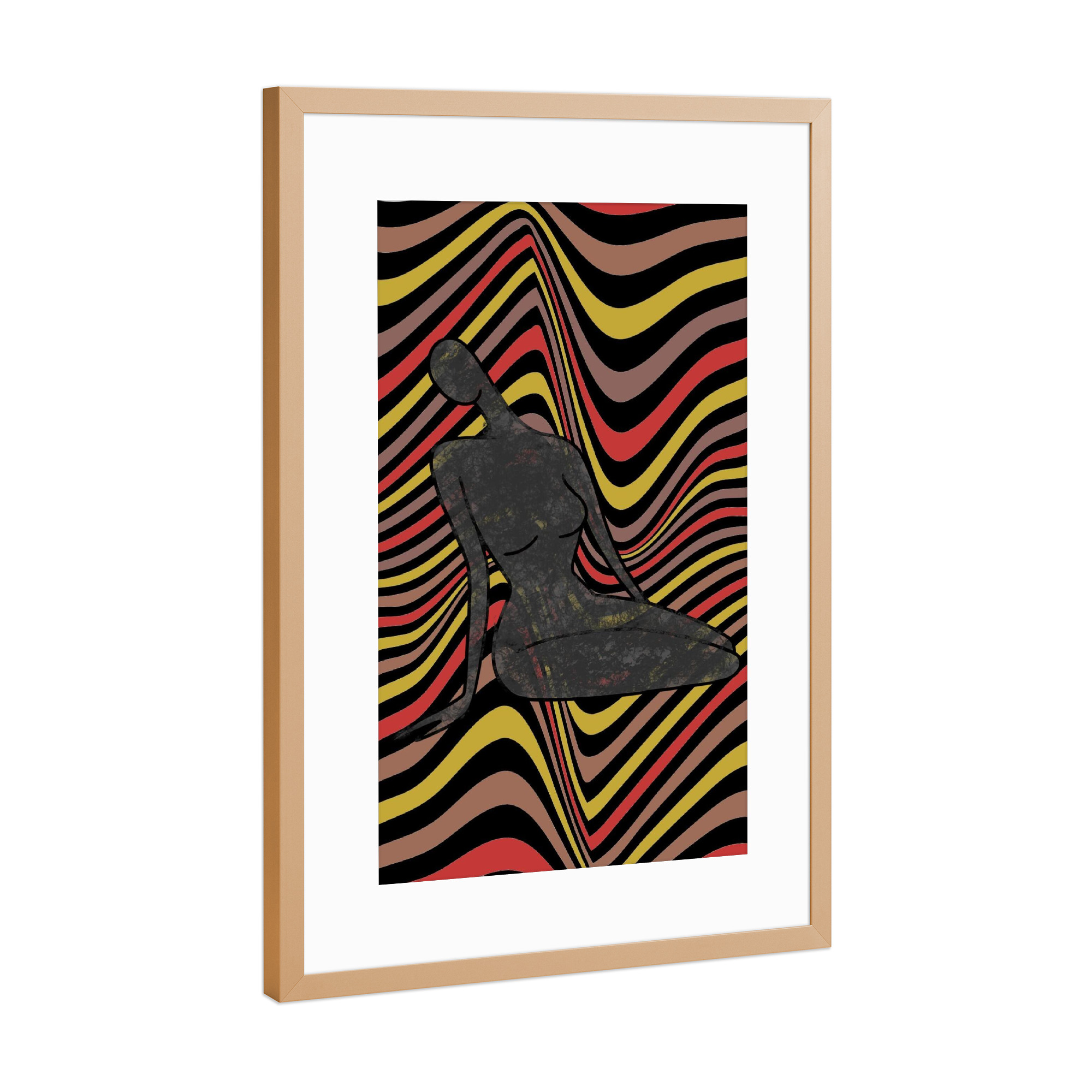 Poster mit Rahmen Kupfer "Figur und Streifen" artboxONE - Abstrakt,Architektur,Geometrie,Fashion